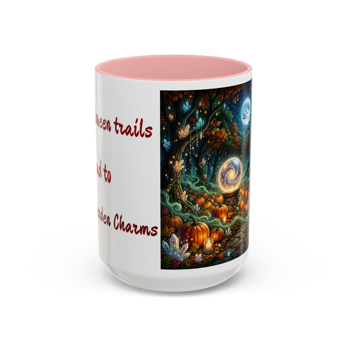Halloween Crystal Ball Forest Mug — "All Halloween Trails Lead to Crystal Garden Charms" — Original Design
