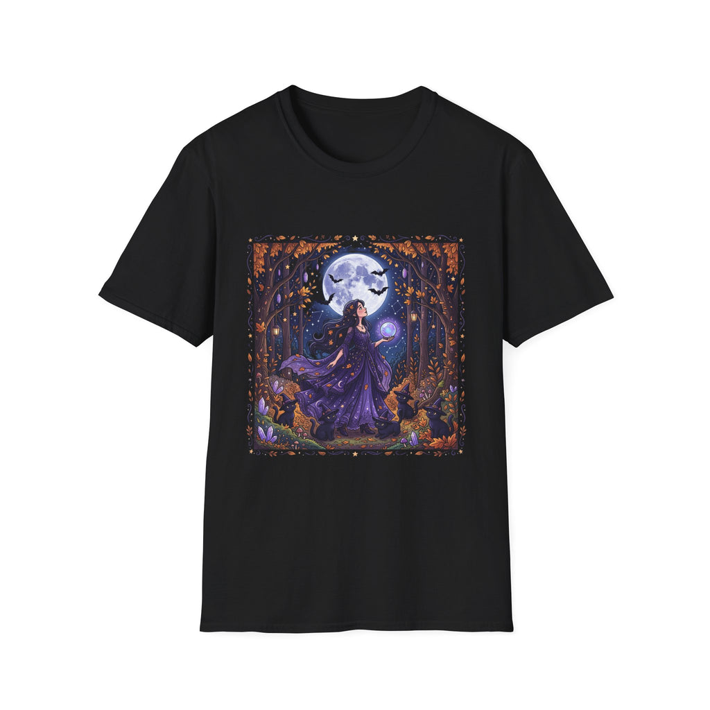 Moonlit Witch T-Shirt — Mystical Forest Pagan Tee