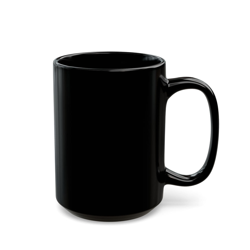 Wolf Howl Moon Black Ceramic Mug — Mystical Night Owl & Forest Design (11oz/15oz)