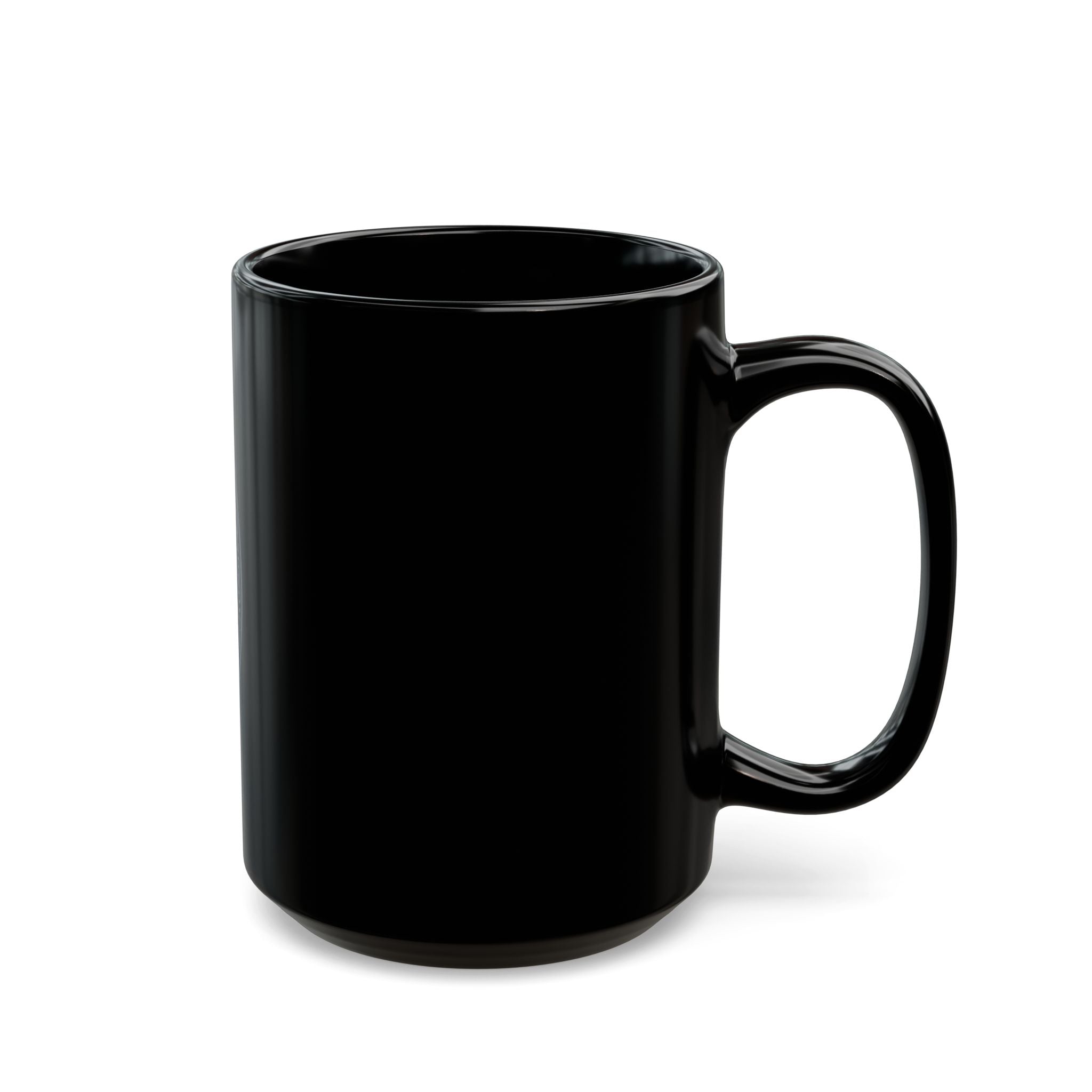 Wolf Howl Moon Black Ceramic Mug — Mystical Night Owl & Forest Design (11oz/15oz)