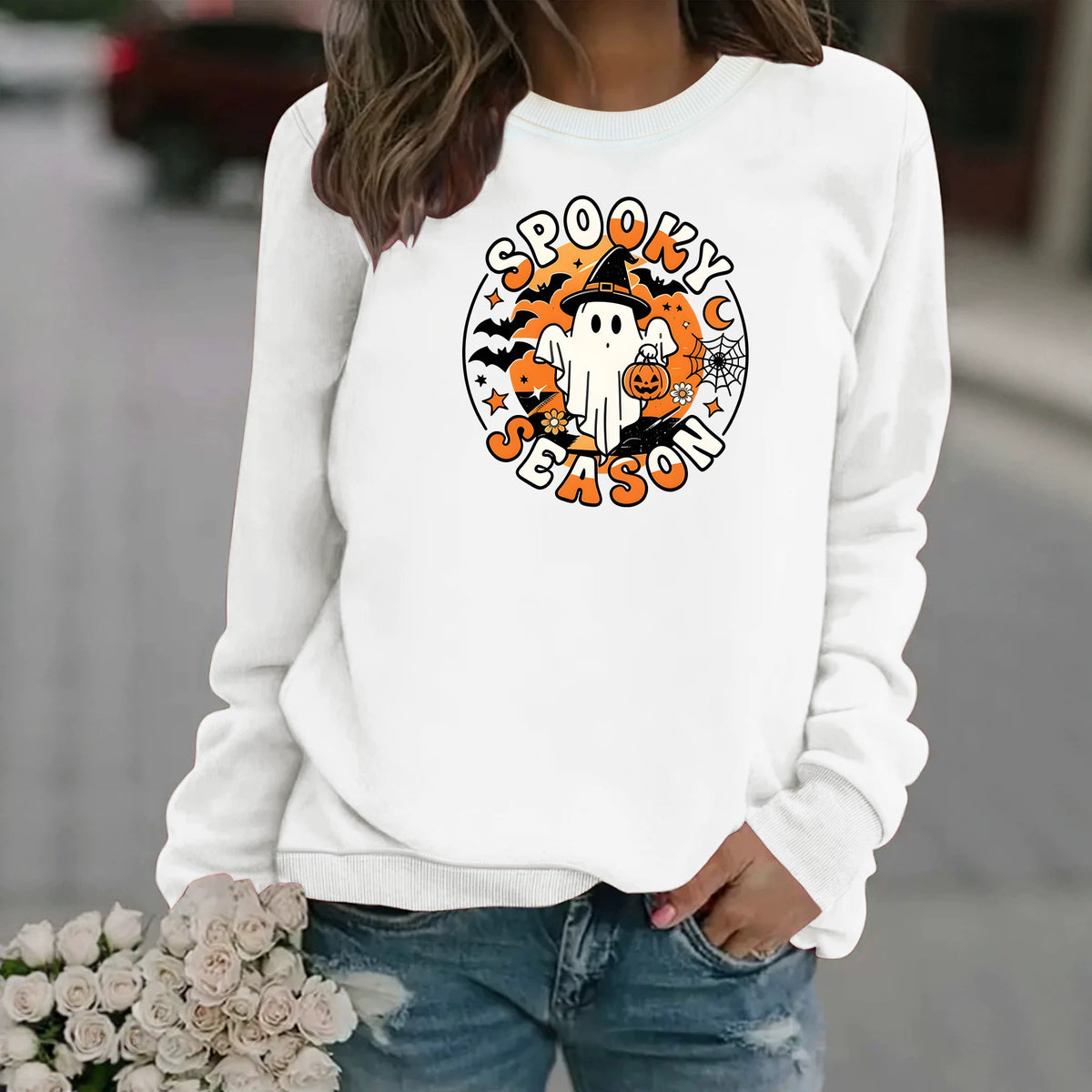 Spooky Season Trick-or-Treat Ghost Sweatshirt