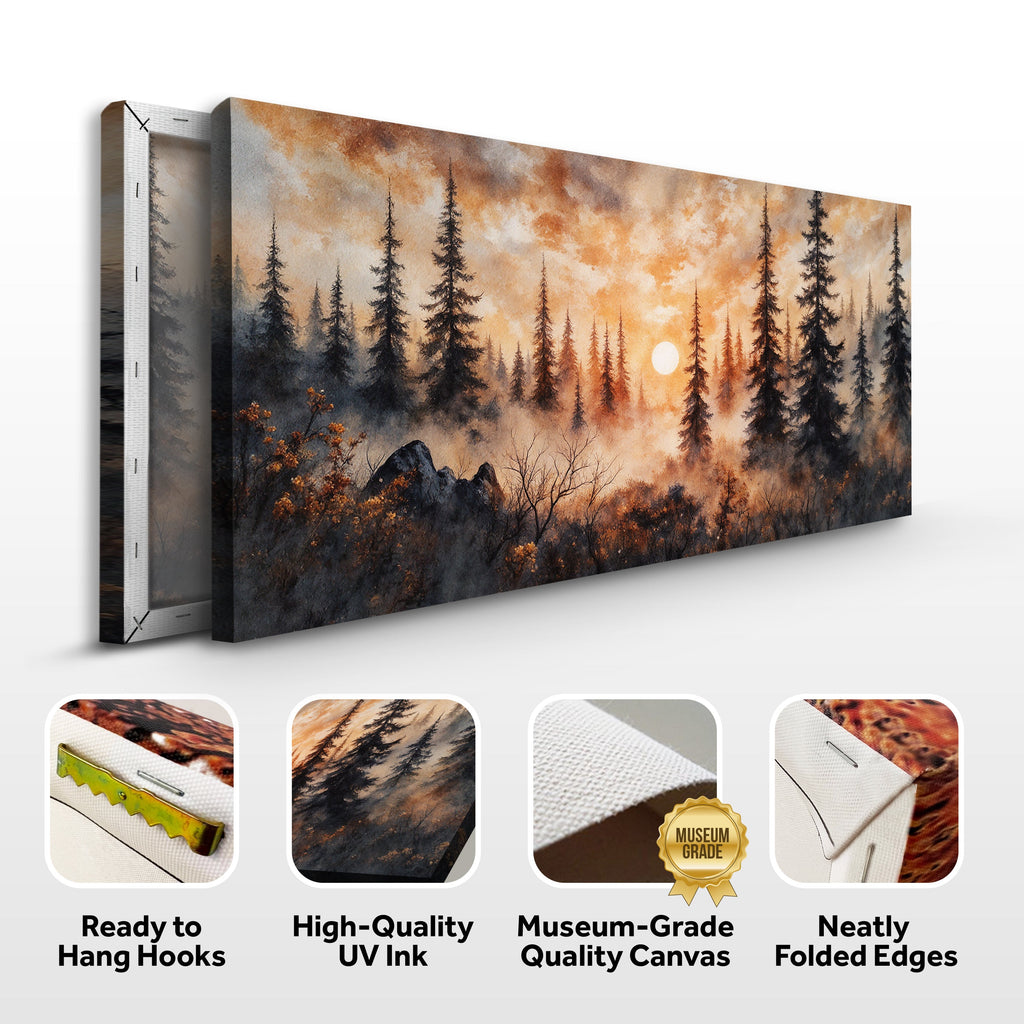 Rustic Forest Sunset Wall Art | Nature Canvas Print