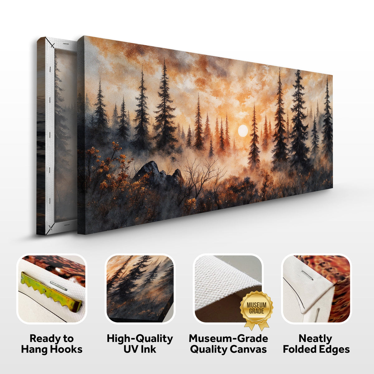 Rustic Forest Sunset Wall Art | Nature Canvas Print