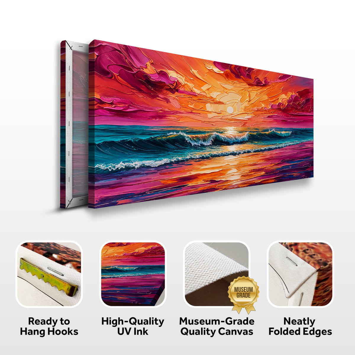 Coastal Sunset Wall Art | Panoramic Seascape Canvas Print