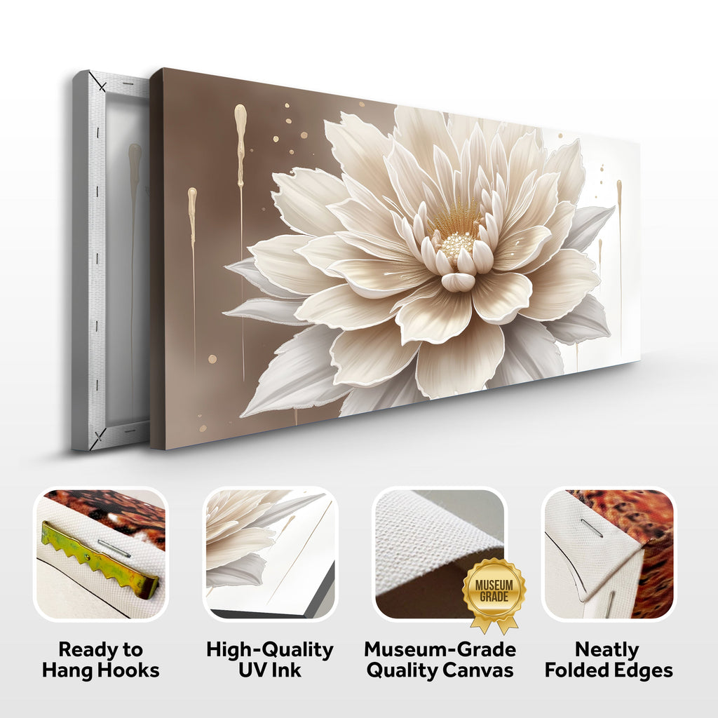 Single Beige Flower Abstract Wall Art | Minimalist Floral Canvas