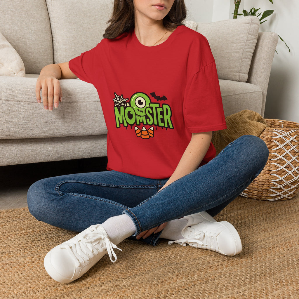 Momster T-Shirt — Green Letters & One-Eyed Monster Halloween Graphic Tee