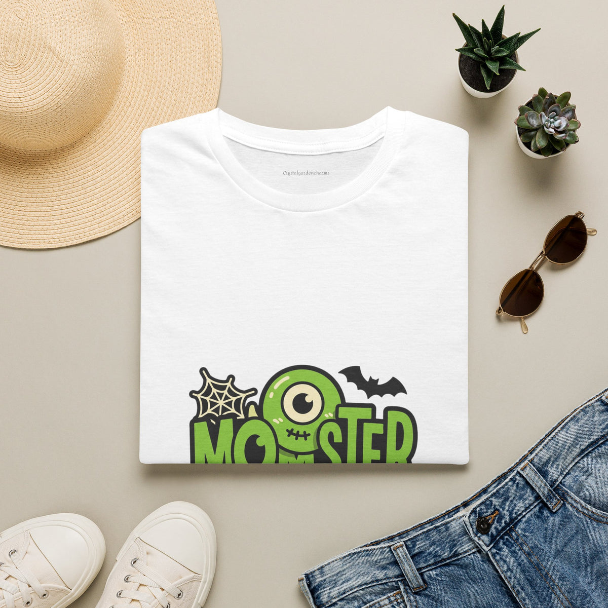 Momster T-Shirt — Green Letters & One-Eyed Monster Halloween Graphic Tee