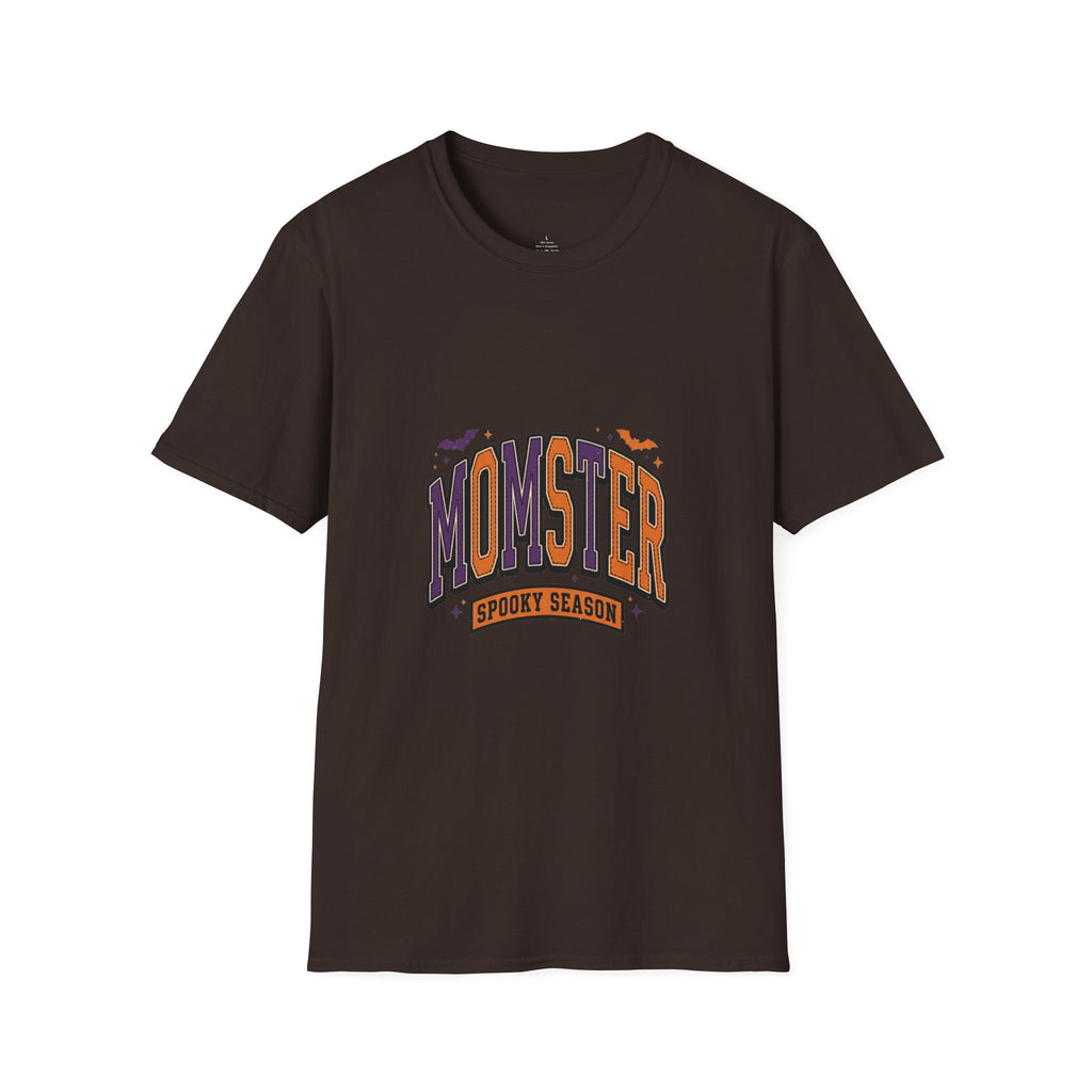 Momster Spooky Season T-Shirt — Purple & Orange Bat Graphic Tee