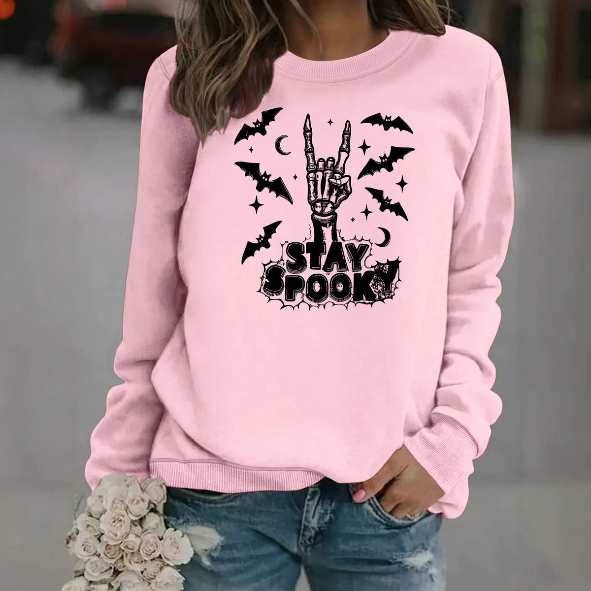 Stay Spooky Skeleton Hand Long Sleeve Shirt