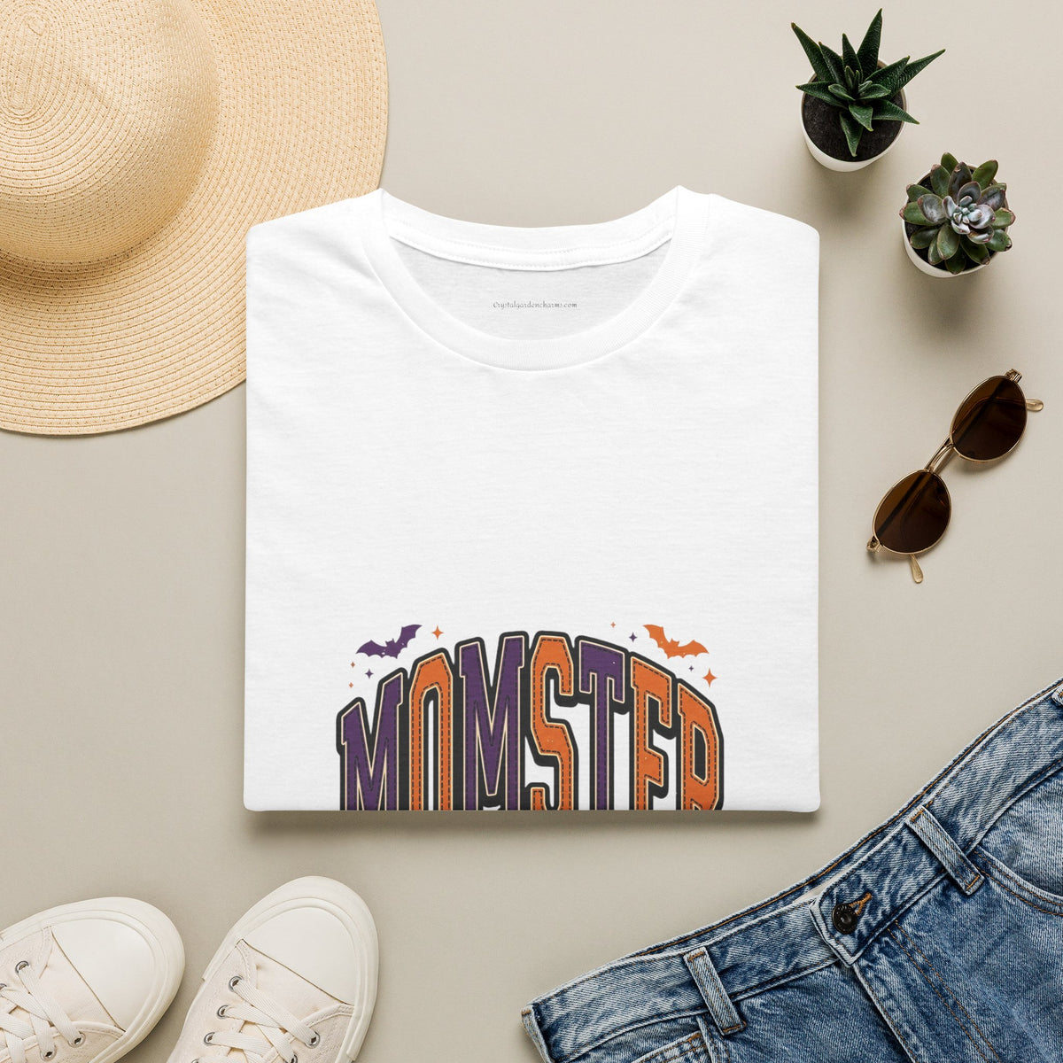 Momster Spooky Season T-Shirt — Purple & Orange Bat Graphic Tee