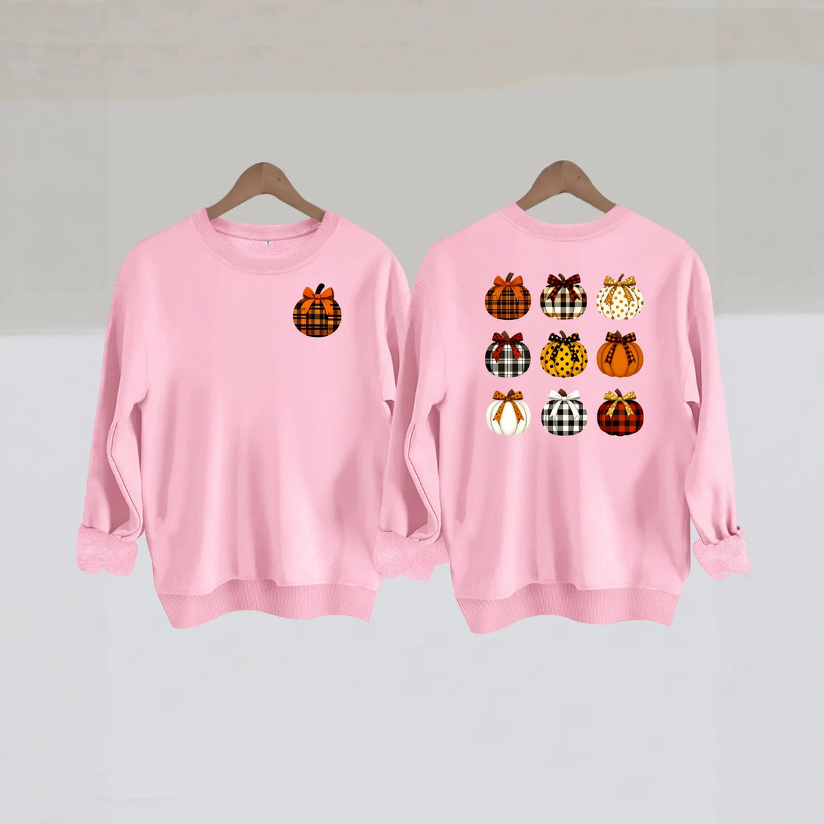 Patterned Pumpkin Front & Back Sweatshirt