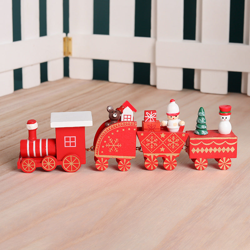 Wooden Christmas Train Tabletop Decoration