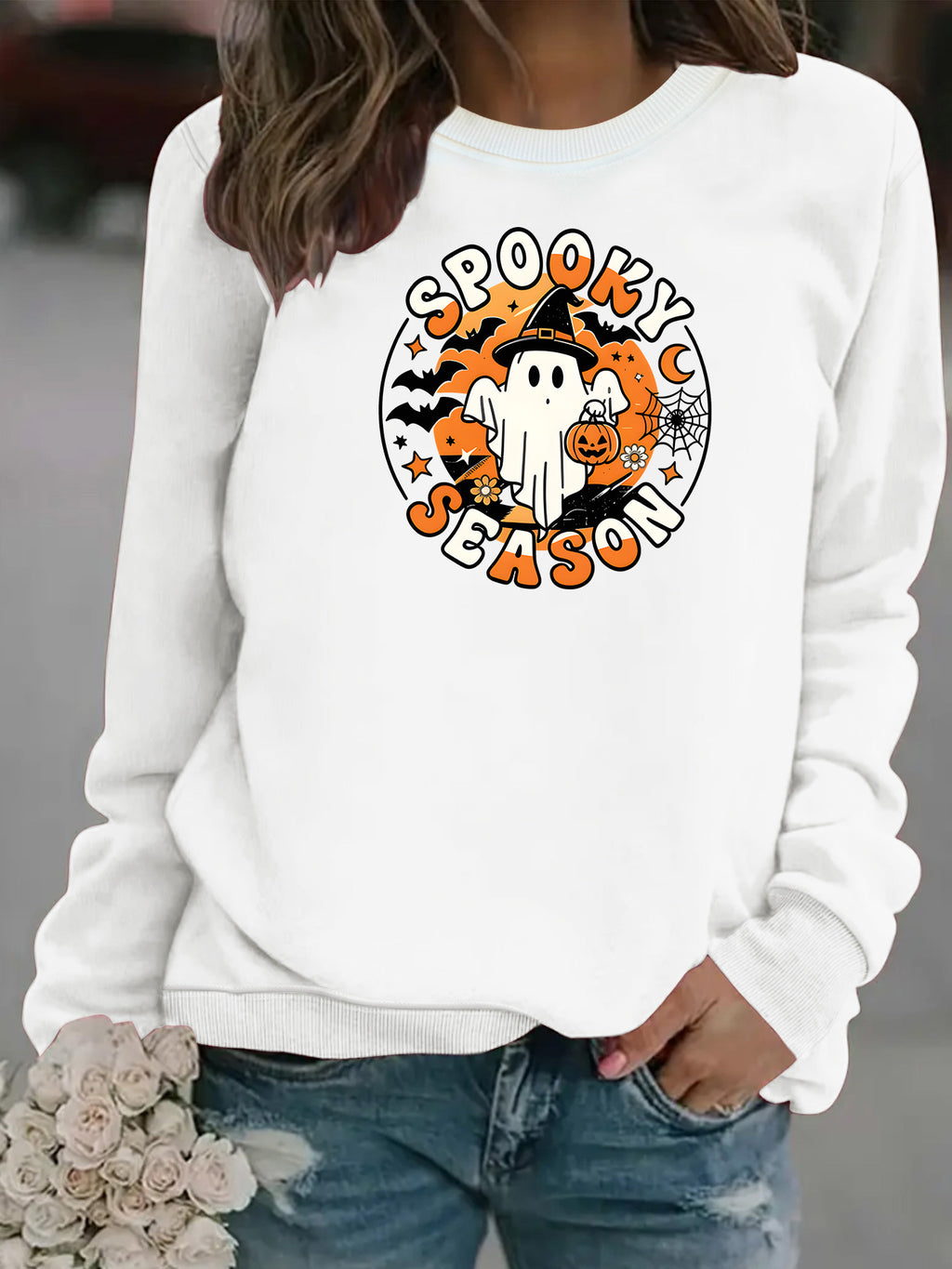 Spooky Season Trick-or-Treat Ghost Sweatshirt
