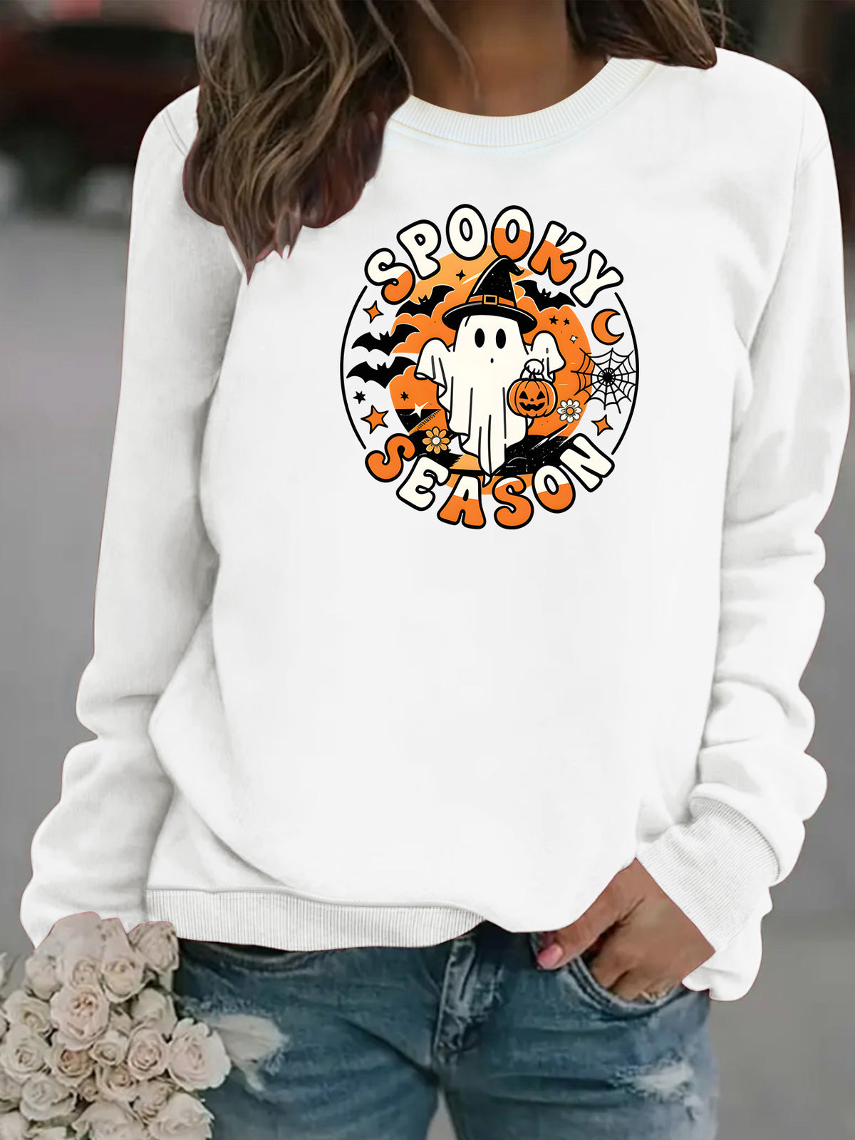 Spooky Season Trick-or-Treat Ghost Sweatshirt