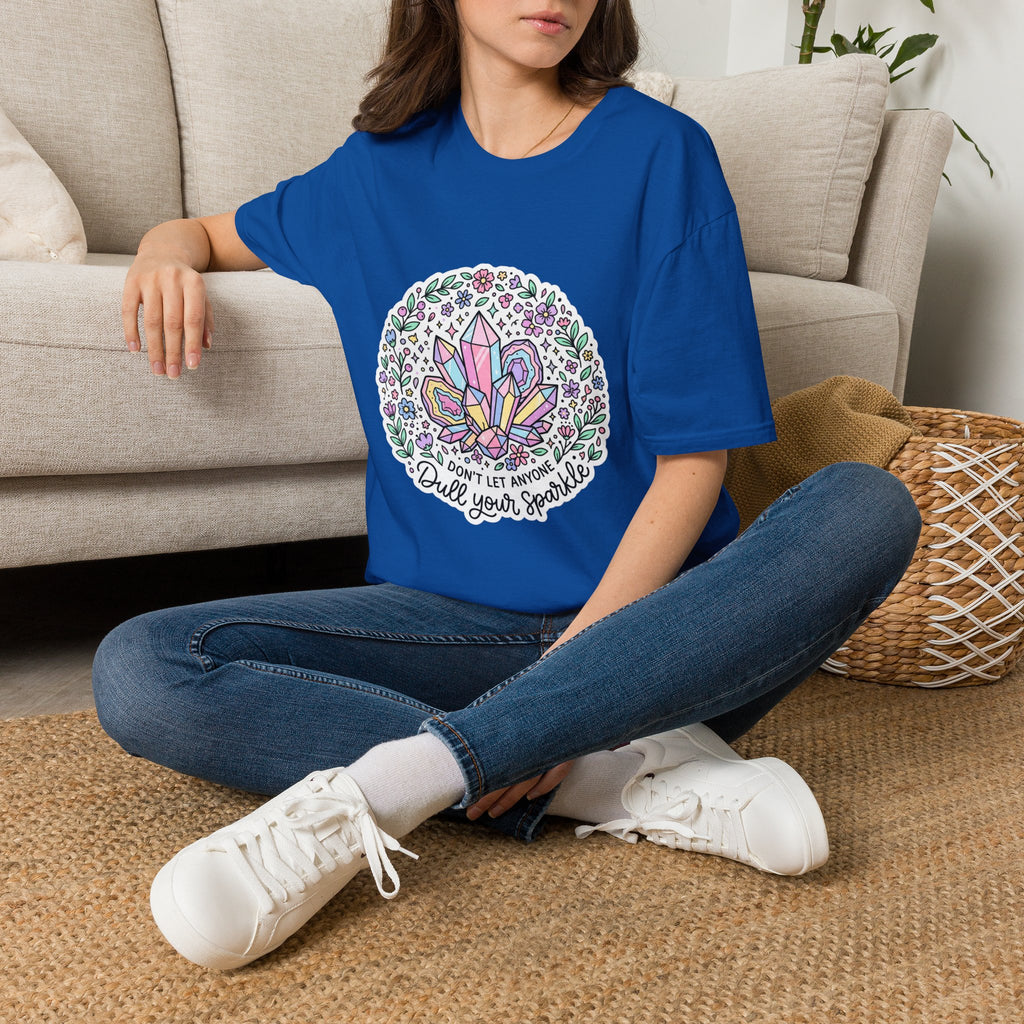 "Don't Let Anyone Dull Your Sparkle" T-Shirt — Crystal & Floral Graphic Tee