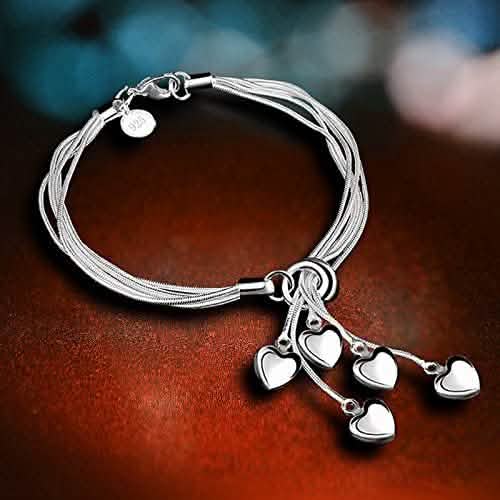 Five-Heart Layered Chain Bracelet