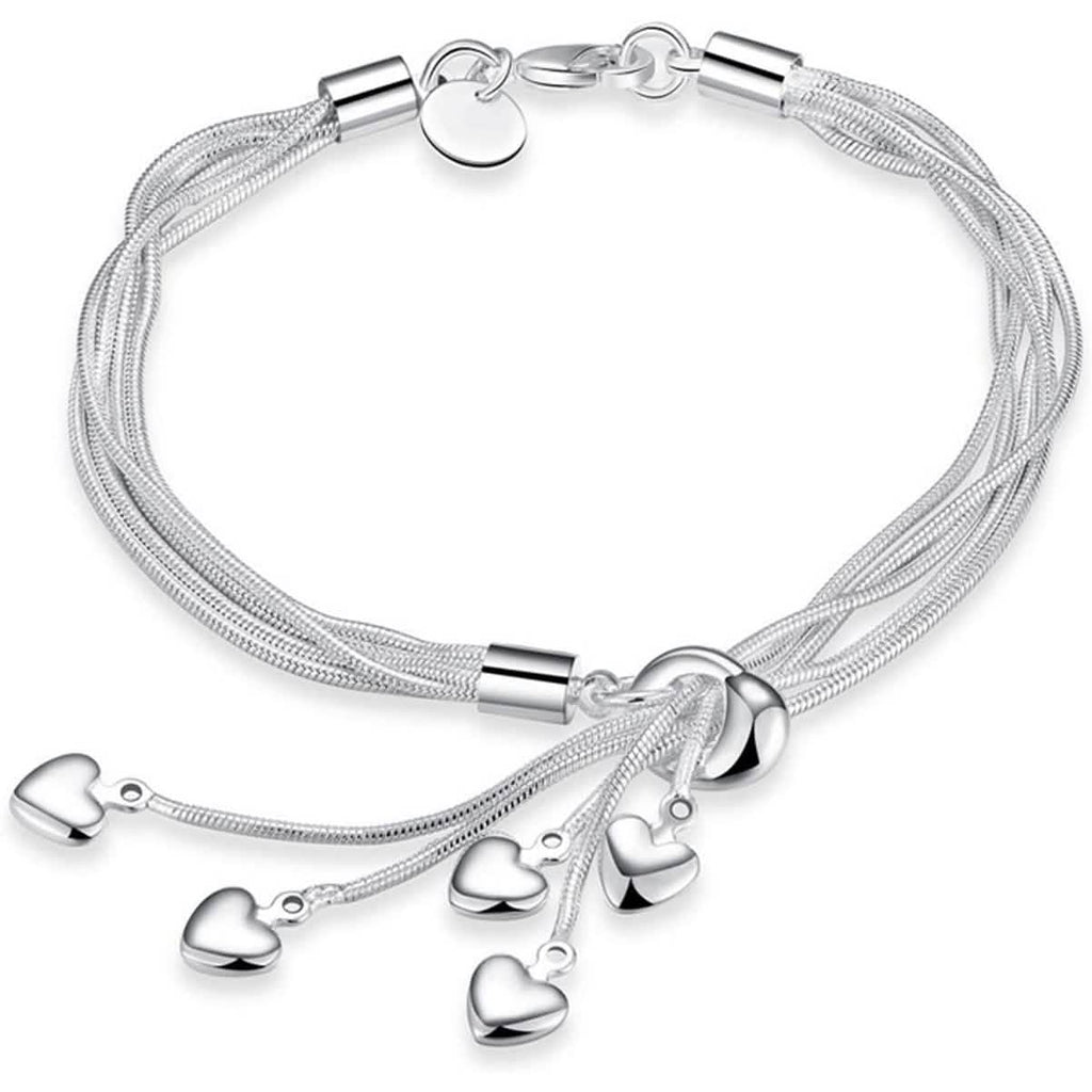 Five-Heart Layered Chain Bracelet