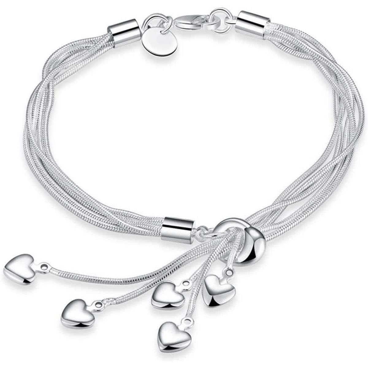 Five-Heart Layered Chain Bracelet