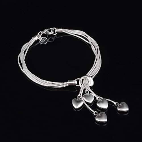 Five-Heart Layered Chain Bracelet