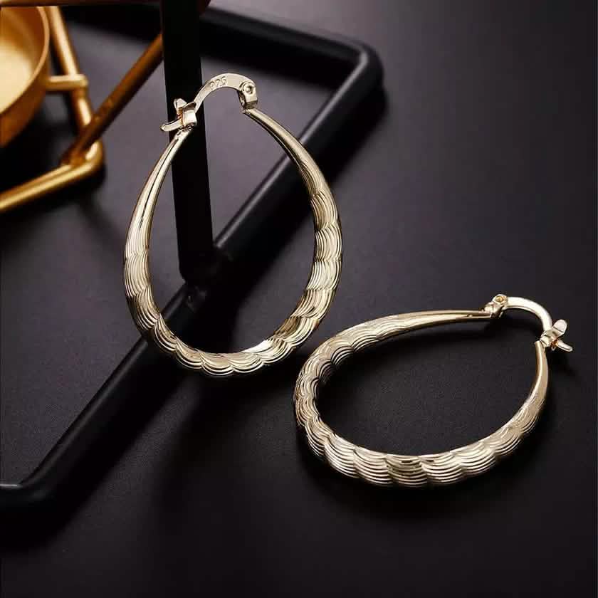Oval Filigree Hoop Earrings | Silver or Gold Tone