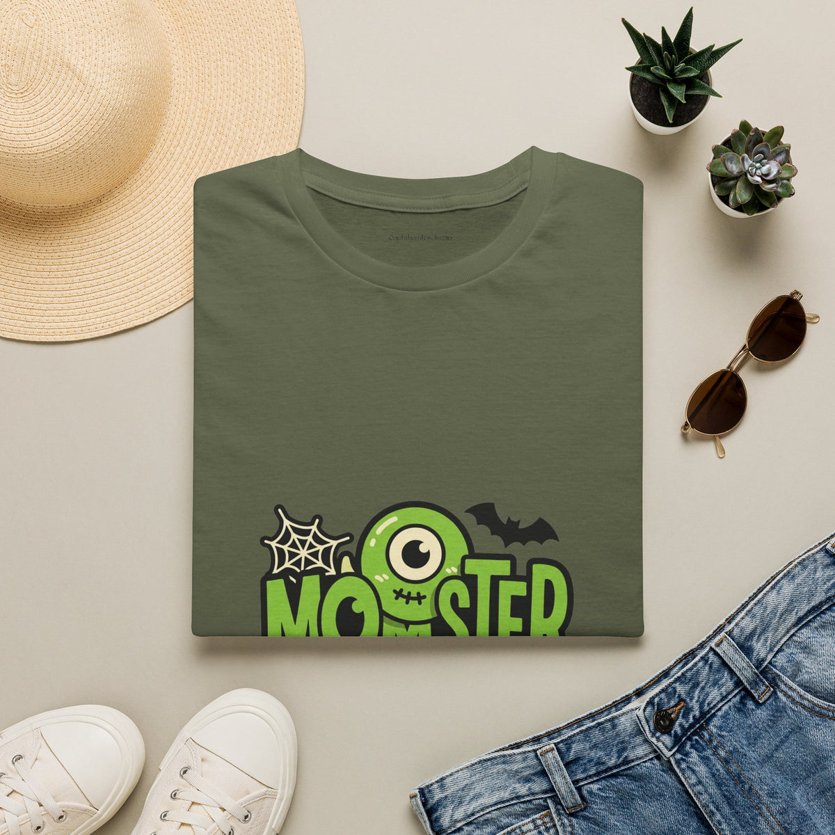 Momster T-Shirt — Green Letters & One-Eyed Monster Halloween Graphic Tee