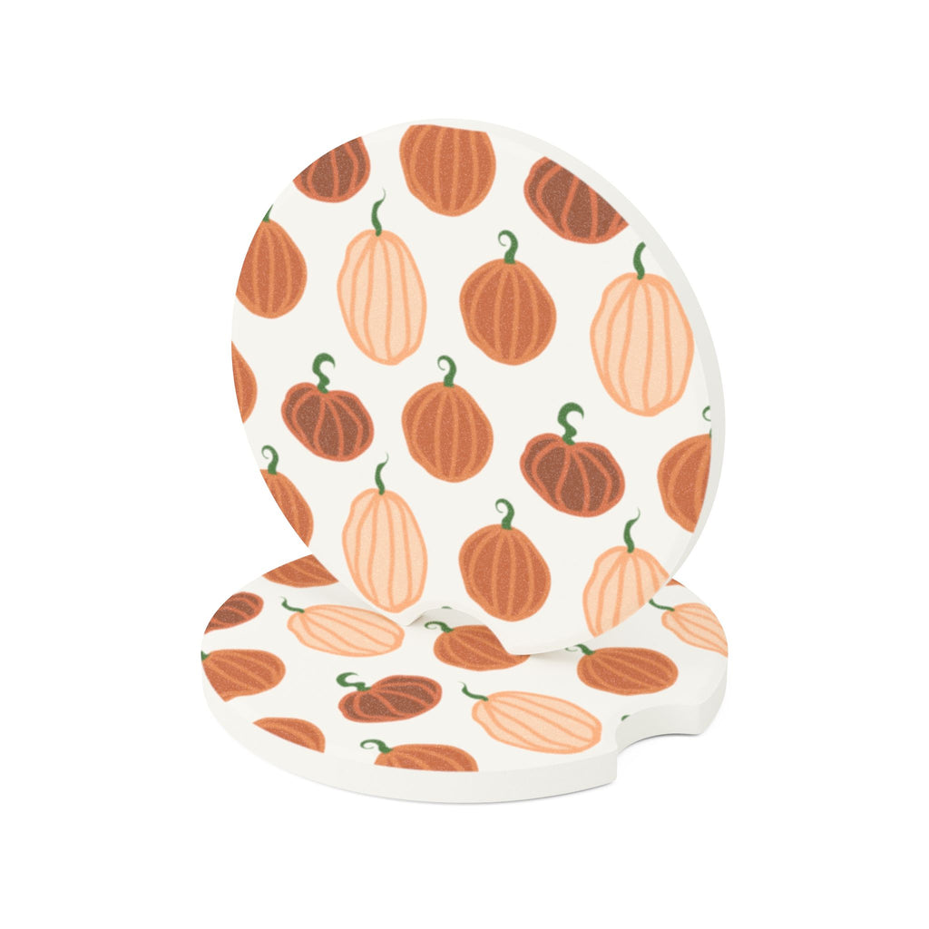 Pumpkin Pattern Soapstone Car Coaster — Fall Pumpkin Car Coaster