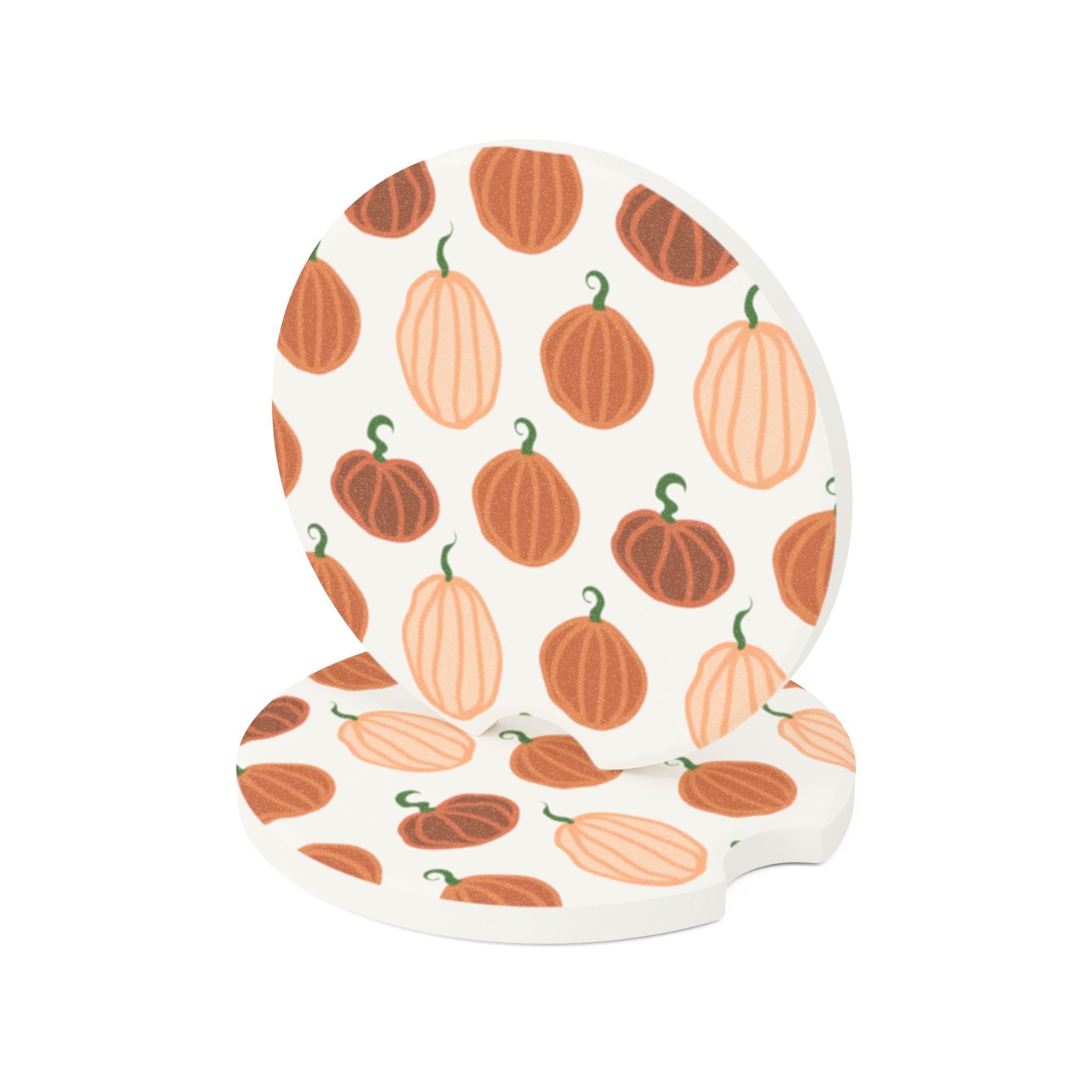Pumpkin Pattern Soapstone Car Coaster — Fall Pumpkin Car Coaster