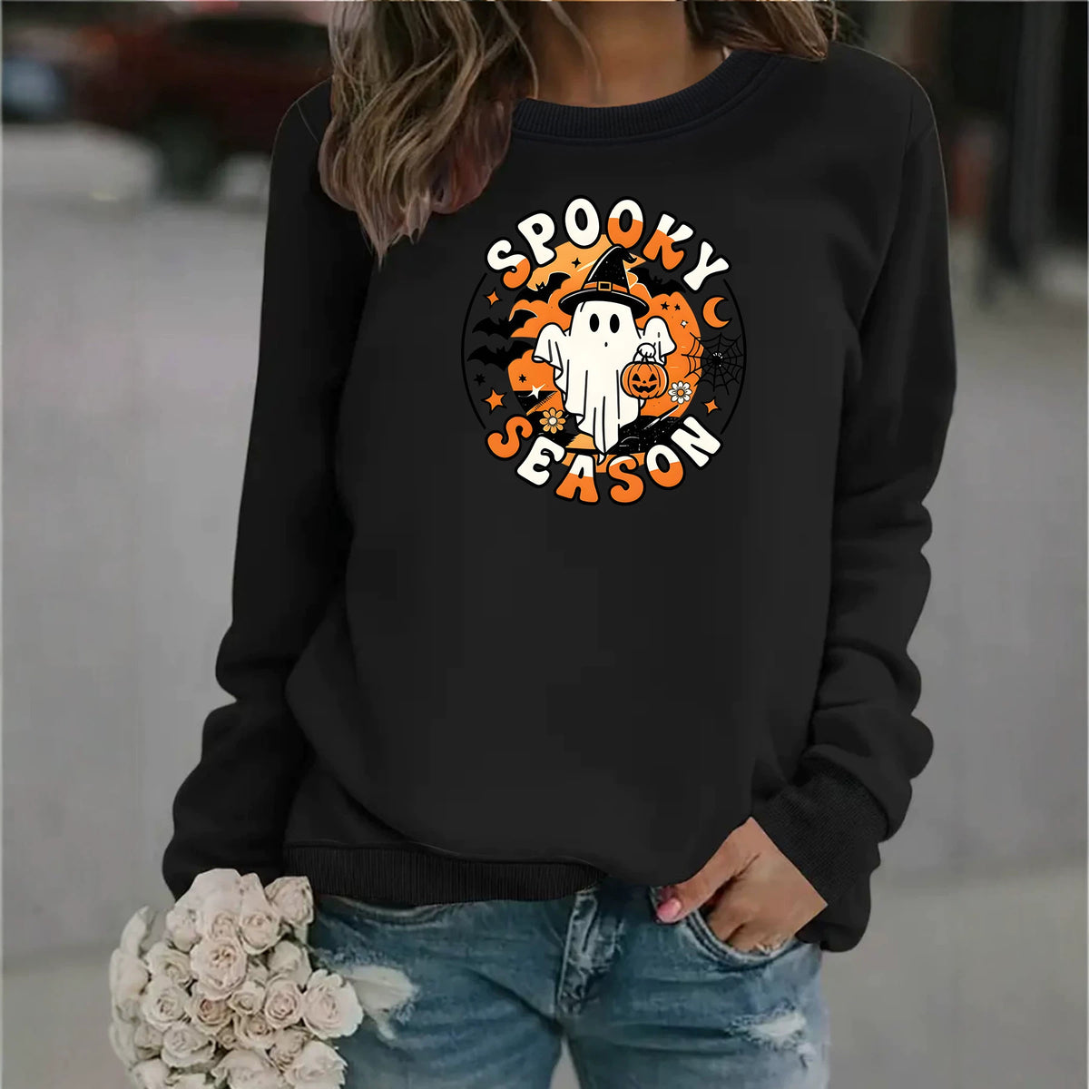 Spooky Season Trick-or-Treat Ghost Sweatshirt