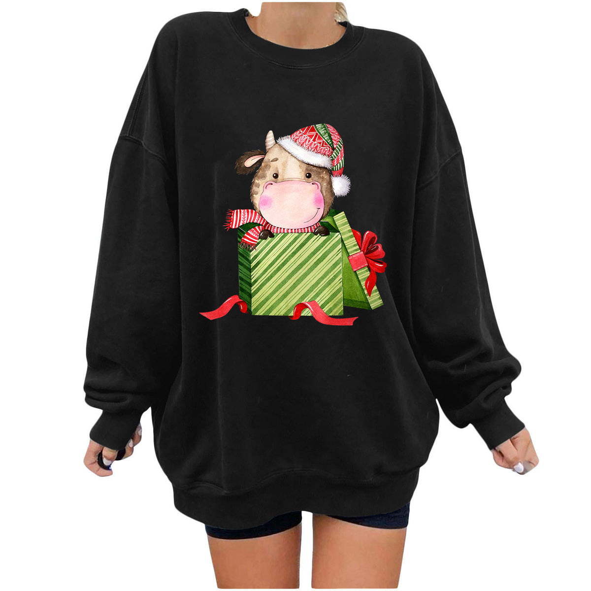 Christmas Cow Gift Box Sweatshirt