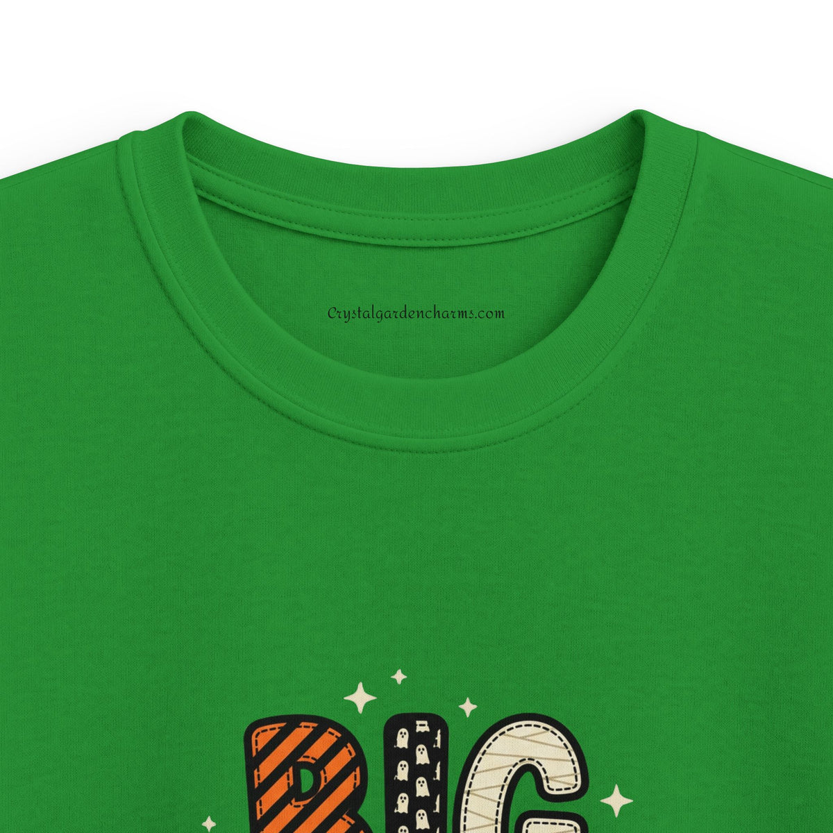 Big Sister Kids Halloween T-Shirt — Orange Bow & Spooky Colors Graphic Tee