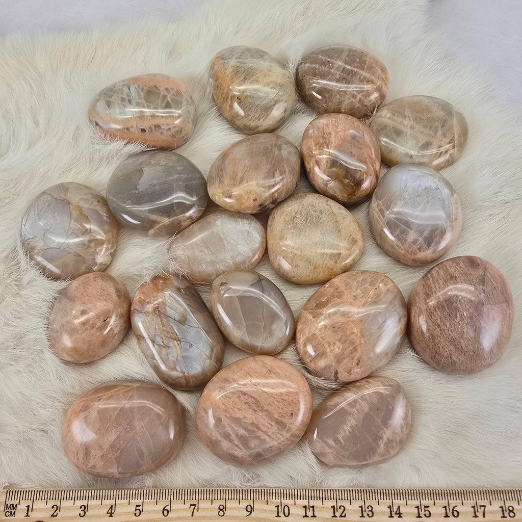 Peach Moonstone Palm Stone