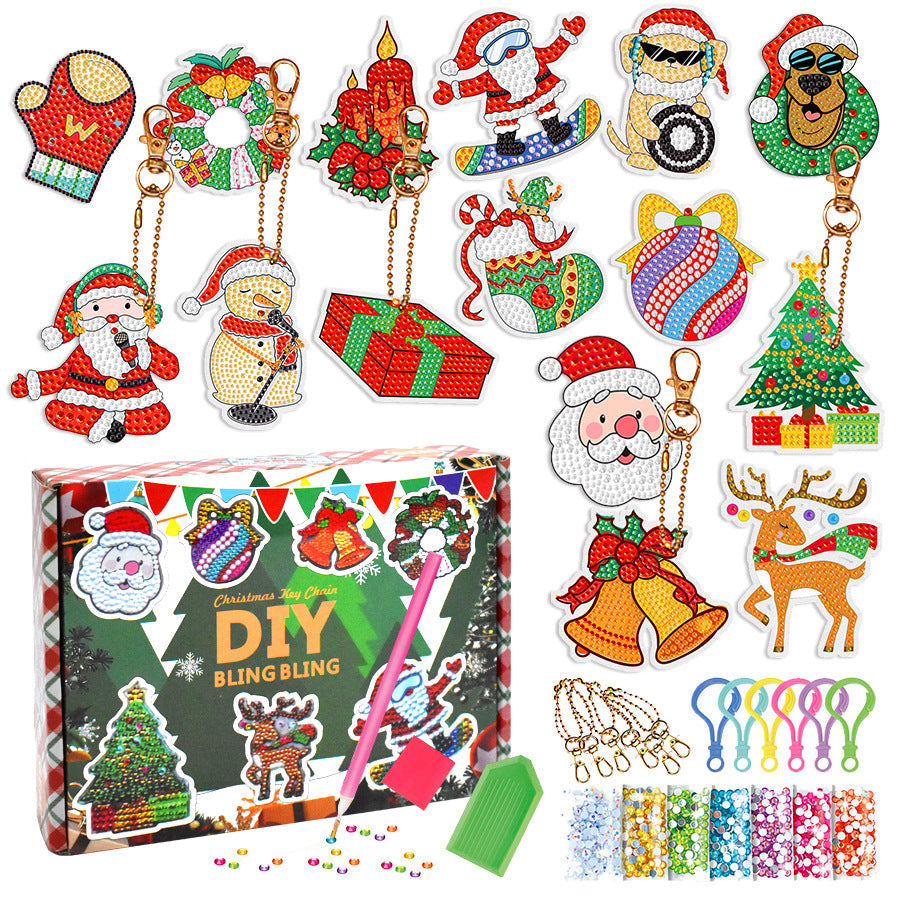 Christmas Diamond Painting Keychain Set | DIY Ornaments