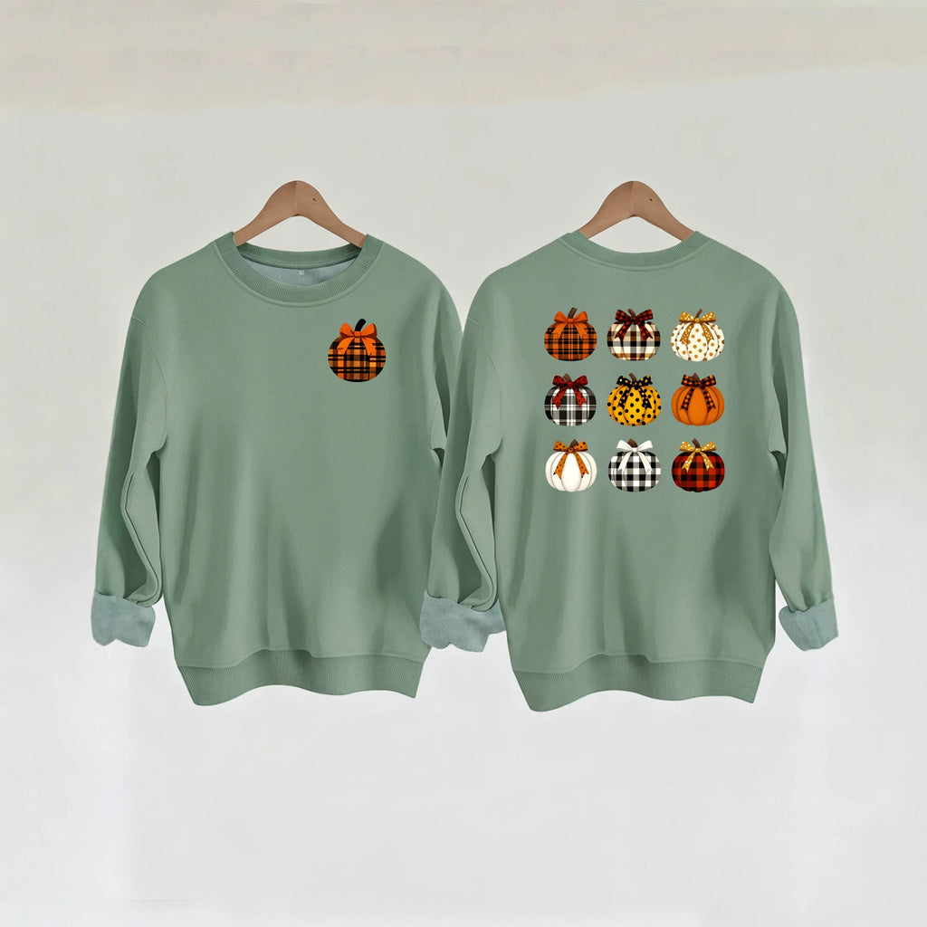 Patterned Pumpkin Front & Back Sweatshirt