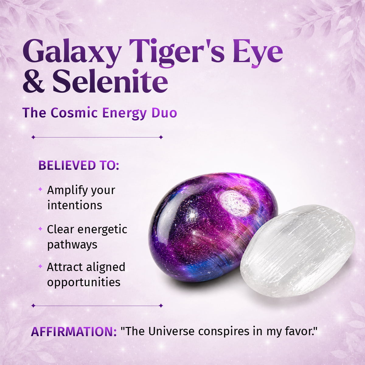 Galaxy Tiger’s Eye & Selenite Bracelet | Cosmic Duo