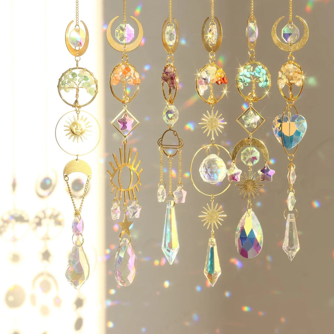 Tree of Life Crystal Pendant Suncatcher — Rainbow Prism Window Hanging