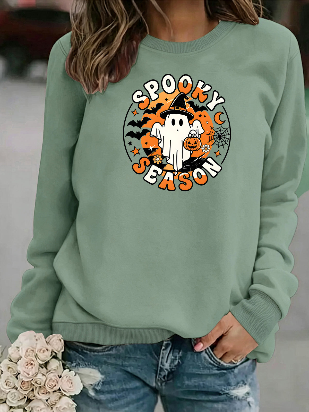Spooky Season Trick-or-Treat Ghost Sweatshirt