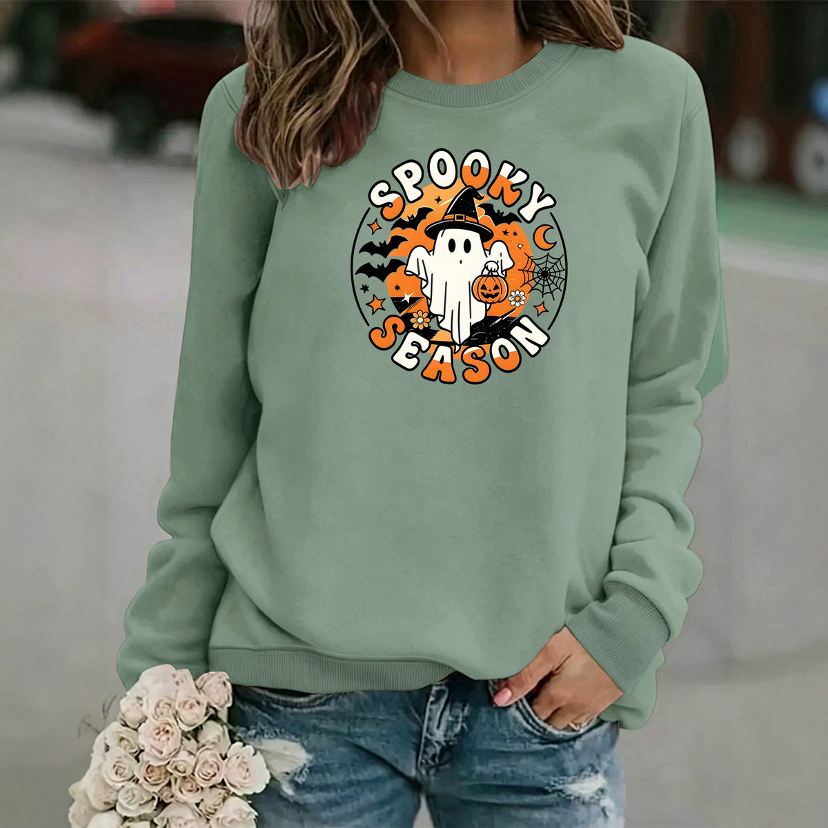 Spooky Season Trick-or-Treat Ghost Sweatshirt