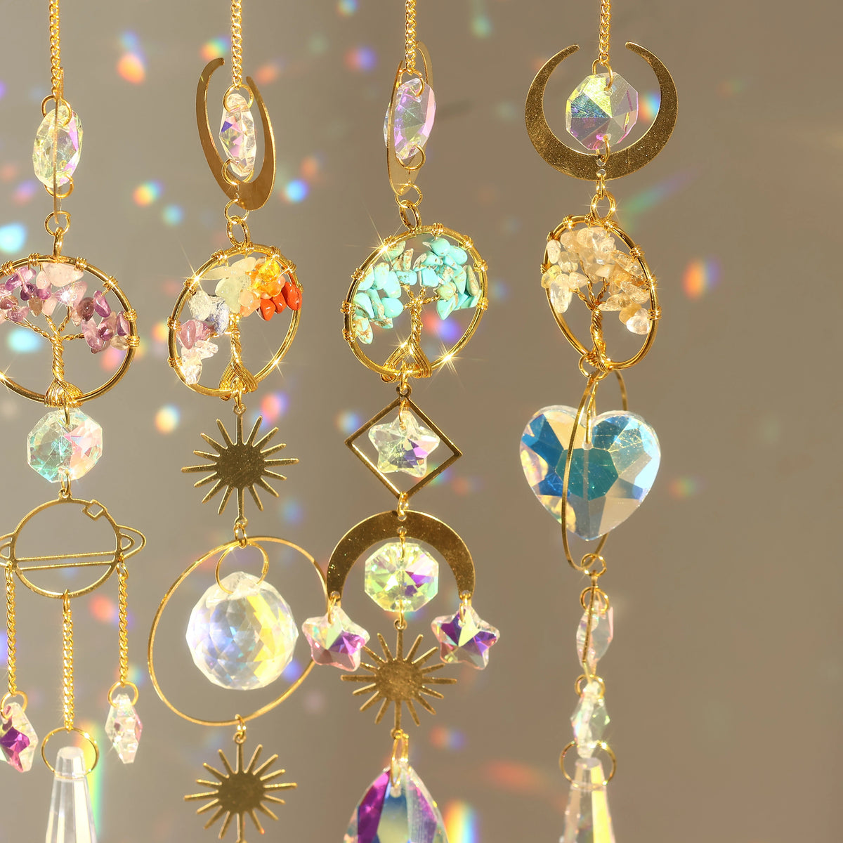 Tree of Life Crystal Pendant Suncatcher — Rainbow Prism Window Hanging