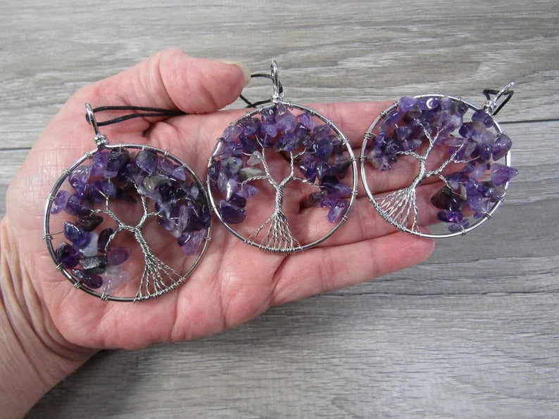 Amethyst Tree of Life Pendant Necklace