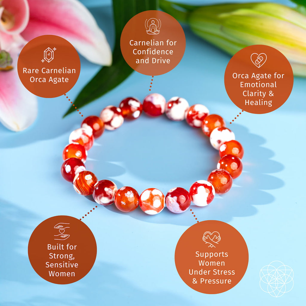 Carnelian Orca Agate Bracelet | Feminine Force