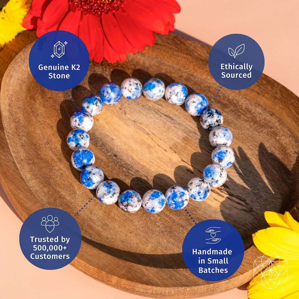 K2 Stone Beaded Bracelet | Azurite & Granite