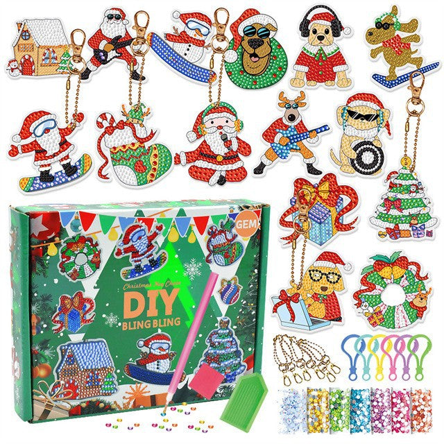 Christmas Diamond Painting Keychain Set | DIY Ornaments