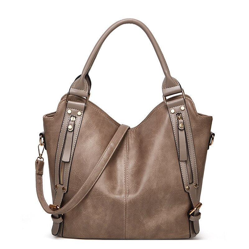 Side-Pocket PU Tote Bag