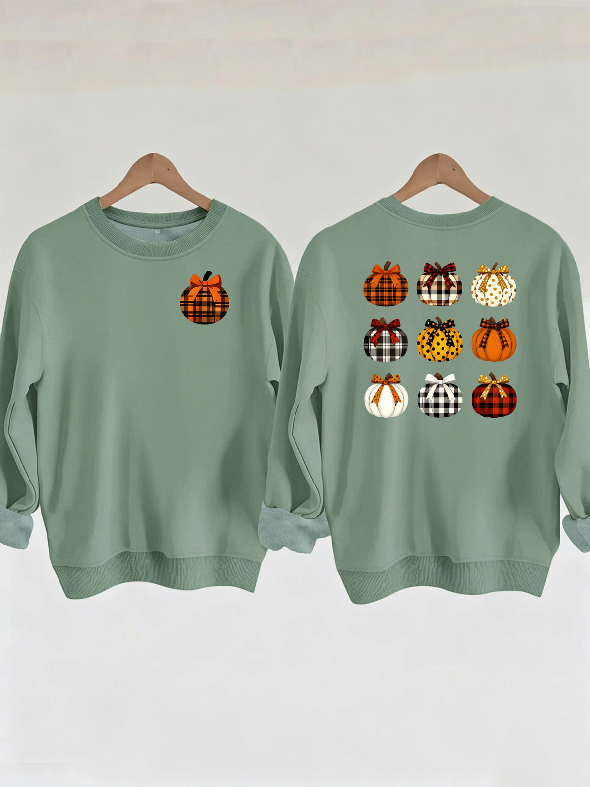 Patterned Pumpkin Front & Back Sweatshirt