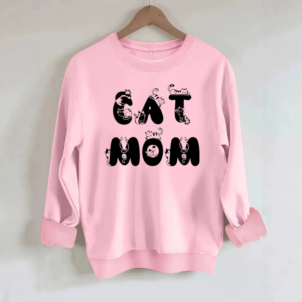 Cat Mom Graphic Fleece Sweatshirt