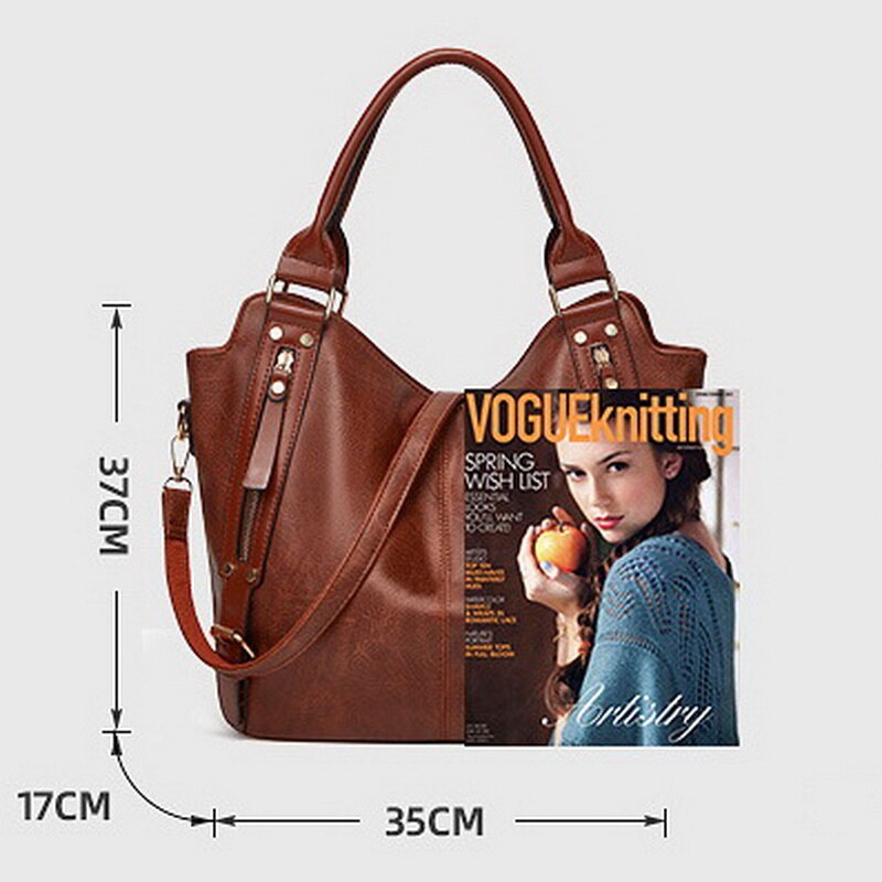 Side-Pocket PU Tote Bag