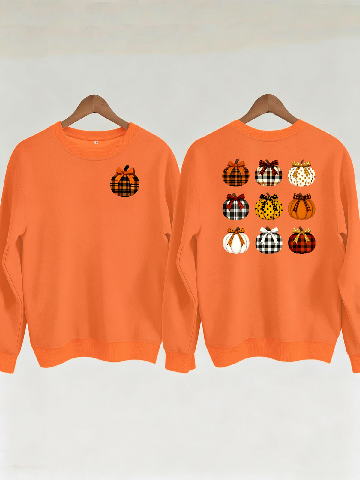 Patterned Pumpkin Front & Back Sweatshirt
