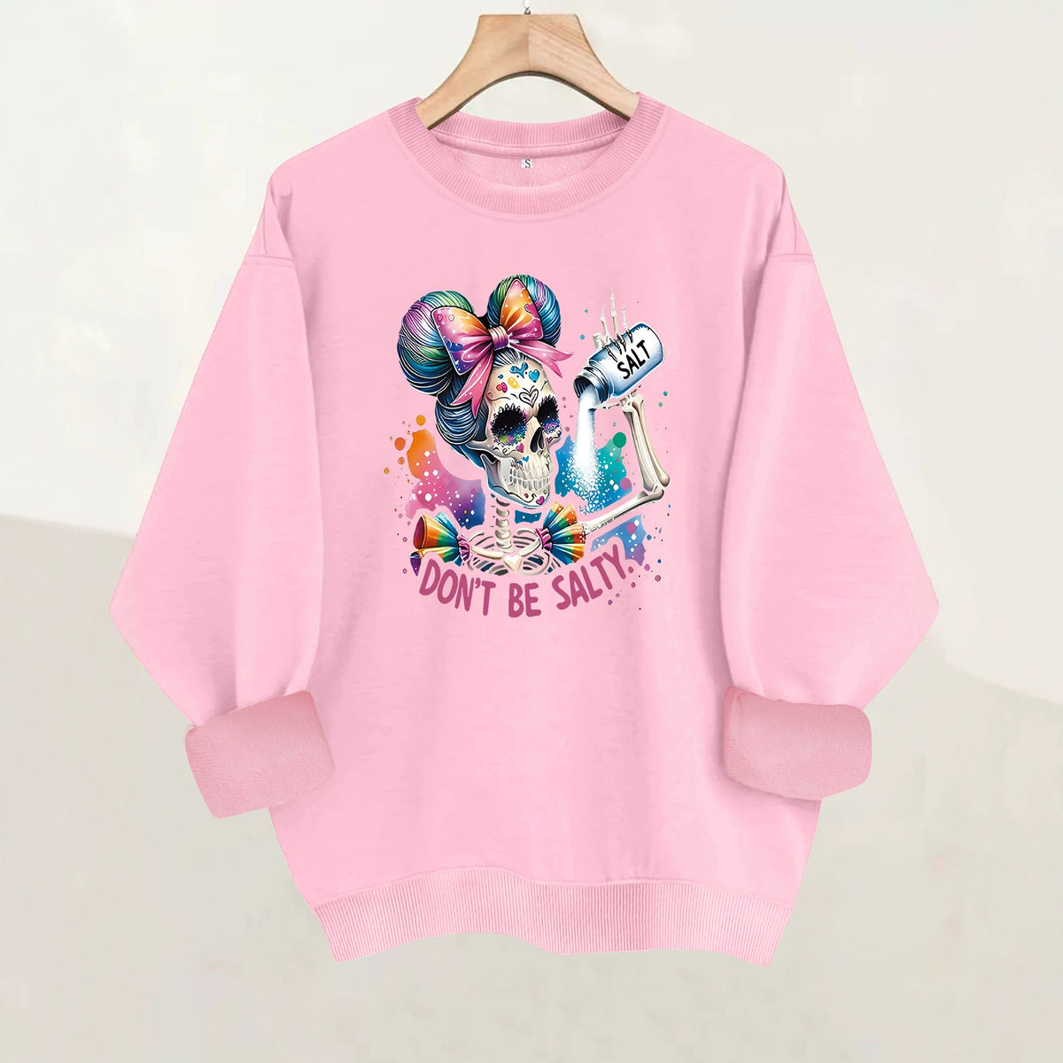 Don't Be Salty Skeleton Print Sweatshirt
