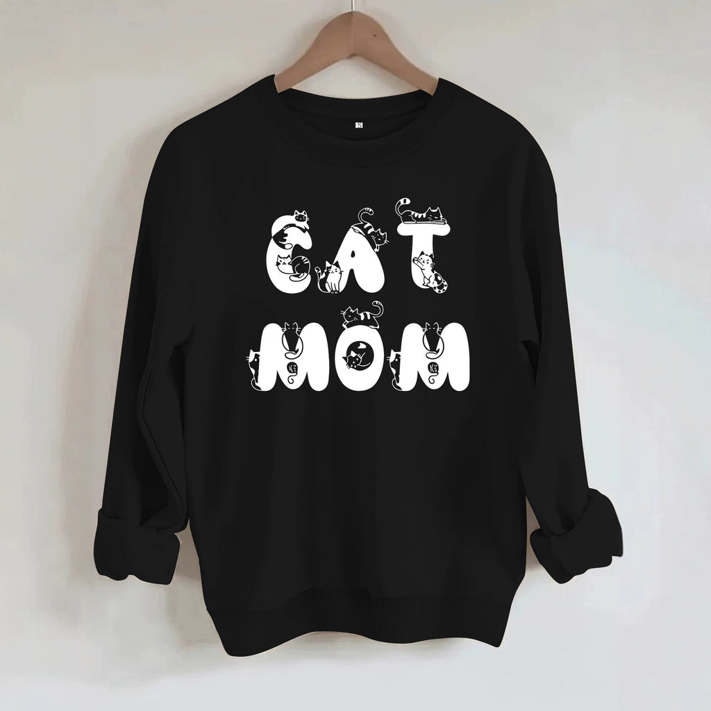 Cat Mom Graphic Fleece Sweatshirt