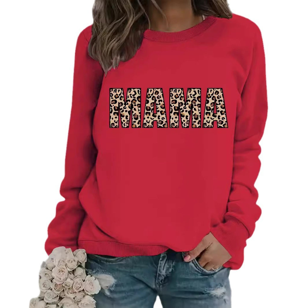 MAMA leopard print pullover sweatshirt
